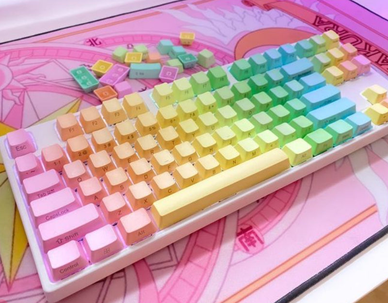 Rainbow side printed keycaps